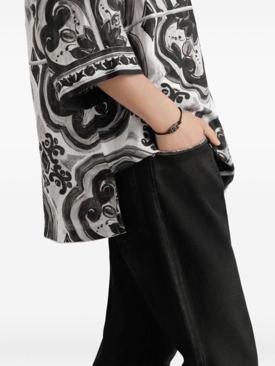 25FW 돌체앤가바나 메탈 로고 레더 스트링 브레이슬릿  WBR5M2W1111G7657 MULTICOLOR - DOLCE & GABBANA