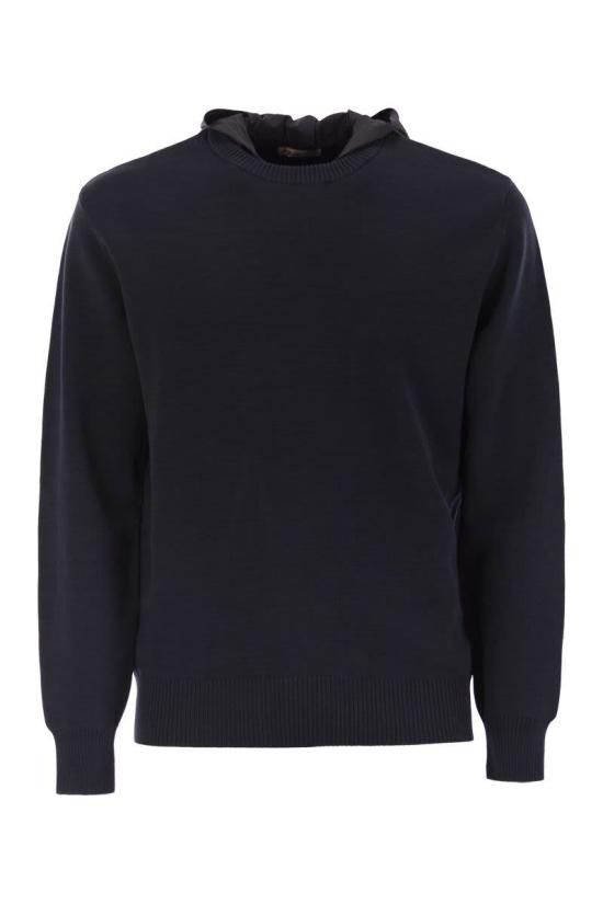 25FW 에르노 더블 코튼 니트 & 포넨테 트래블 나일론 후드 티셔츠 MG00027UR72111 9201 BLUE