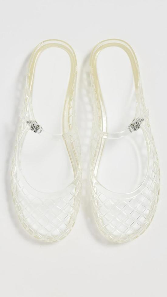  토리버치 뮬/슬리퍼 멜로우 메리제인 젤리 클리어/실버 - TORY BURCH