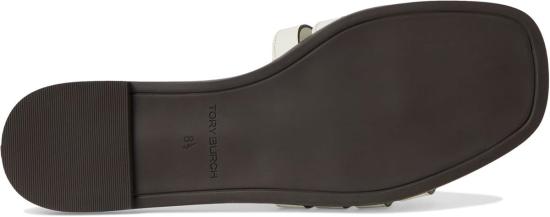  토리버치 뮬/슬리퍼 이네스 텀블드 레더 케이지 슬라이드 블랑 - TORY BURCH