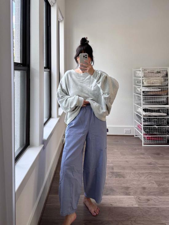  밀스 크롭 팬츠 식사 셰프 판트 라벤더