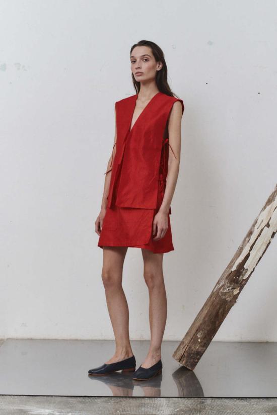  다두라 숏 스커트 다투라 카민 듀피온 랩 미니 스커트 - DATURA