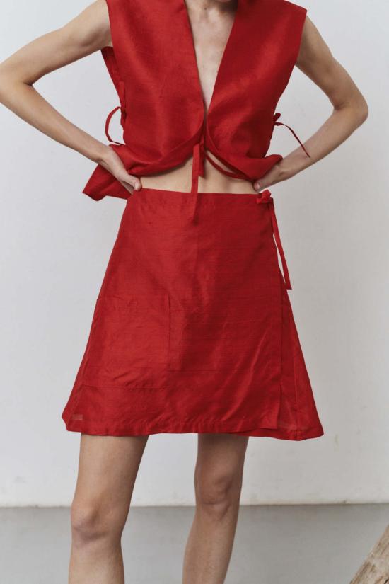  다두라 숏 스커트 다투라 카민 듀피온 랩 미니 스커트 - DATURA