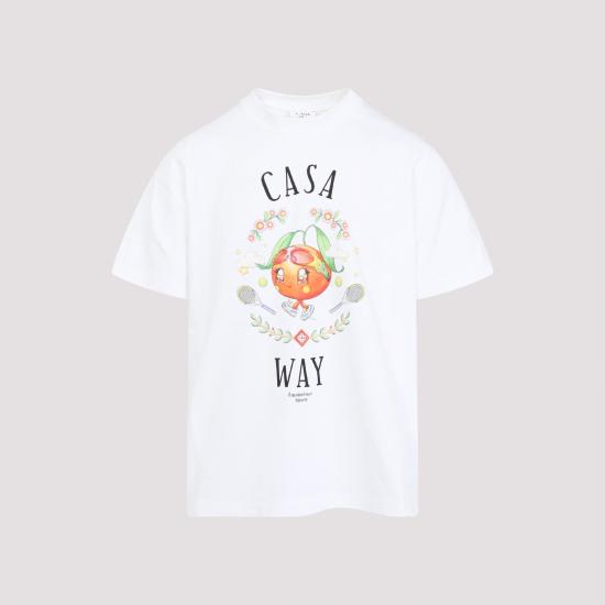 25FW 카사블랑카 반팔 티셔츠 MAW25JTS00102 ORANGE MASCOT WHITE - CASABLANCA