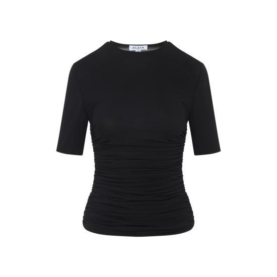 25FW 알라이아 반팔 티셔츠 AA9H1248J050B 995 NOIR ALAIA BLACK