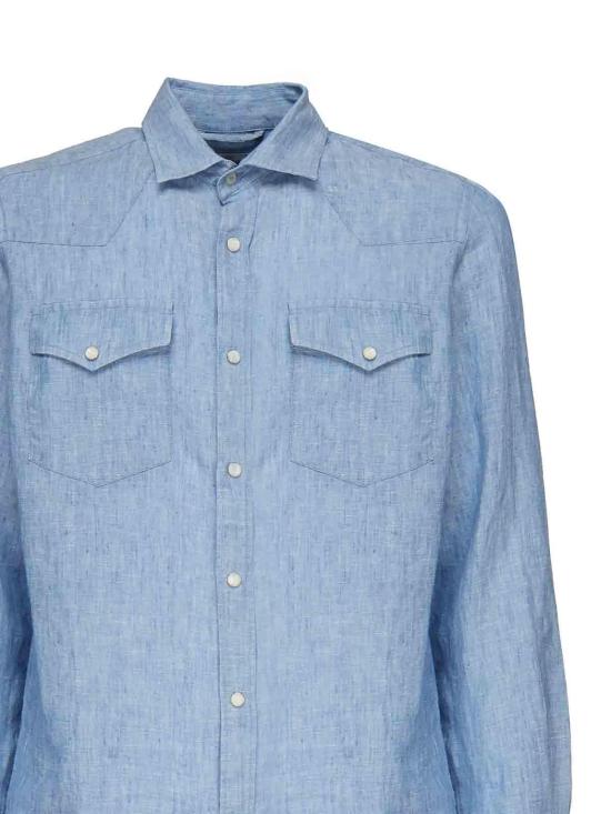 25FW 세인트바쓰 긴팔 셔츠 GRG000100339H Blue - MC2 SAINT BARTH