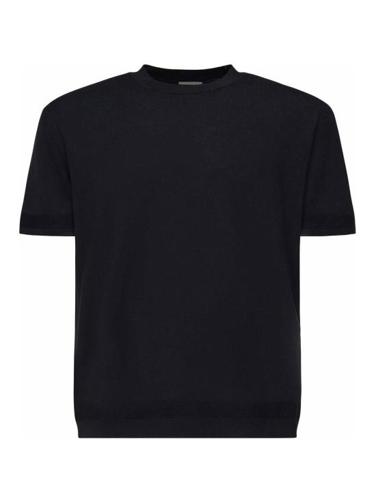  몽클레어 실크 앤 코튼 니트 반소매 티셔츠 K10919C00011M6329742 Blue