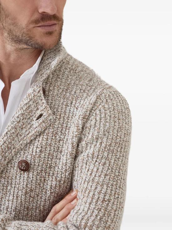 25FW 브루넬로 쿠치넬리 가디건 MRI55501CHL05 CHL05 ECRU ZUCCA GRIGIO MEDIO - BRUNELLO CUCINELLI