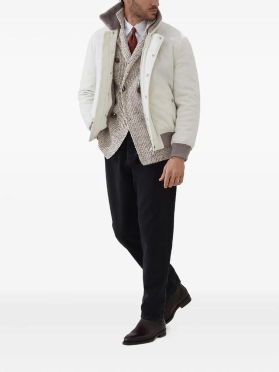 25FW 브루넬로 쿠치넬리 가디건 MRI55501CHL05 CHL05 ECRU ZUCCA GRIGIO MEDIO - BRUNELLO CUCINELLI