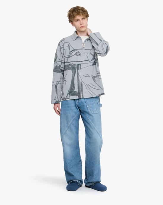 25FW JW앤더슨 긴팔 티셔츠 JO0274PG1755 945 Mid grey melange - JW ANDERSON