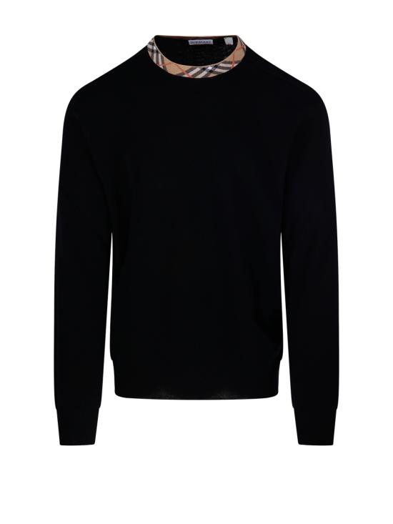 25FW 버버리 버버리 체크 트리밍 울 스웨터 8112148 A1189 BLACK