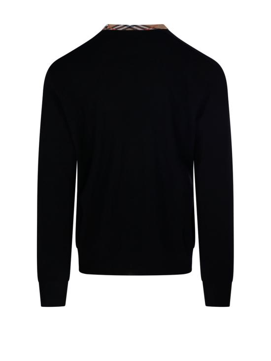 25FW 버버리 버버리 체크 트리밍 울 스웨터 8112148 A1189 BLACK - BURBERRY