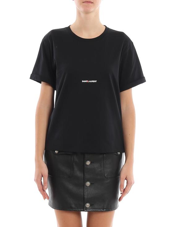  생로랑 로고 프린팅 티셔츠 460876YB2DQ1000 Black - SAINT LAURENT