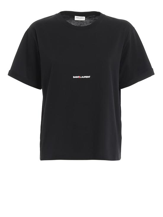  생로랑 로고 프린팅 티셔츠 460876YB2DQ1000 Black