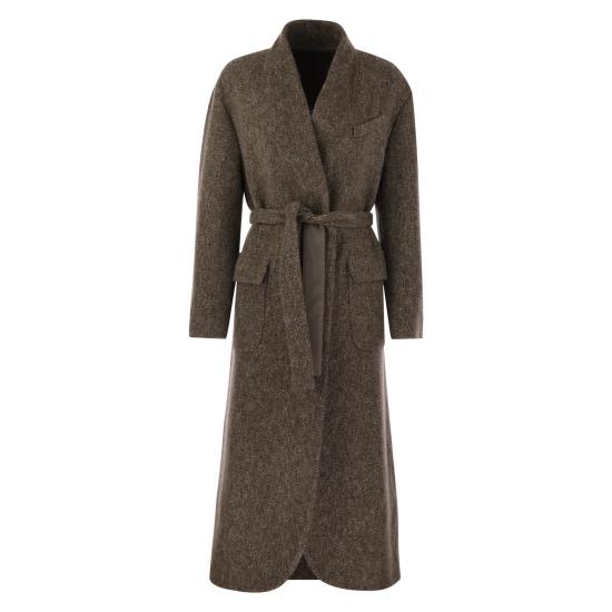 25FW 브루넬로 쿠치넬리 더블 브레스티드 울 캐시미어 코트 MG5349931 BROWN