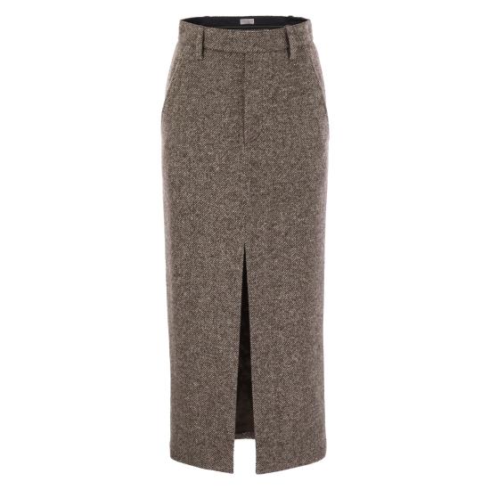 25FW 브루넬로 쿠치넬리 롱 스커트 MG531G3918 BROWN