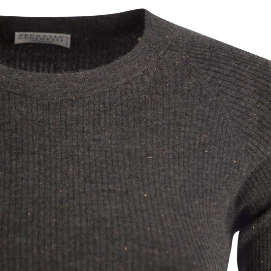 25FW 브루넬로 쿠치넬리 라이트 스파클링 캐시미어 립 스웨터 M9A822200P ANTHRACITE - BRUNELLO CUCINELLI