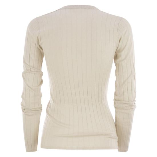 25FW 브루넬로 쿠치넬리 스파클링 캐시미어 실크 립 스웨터 M41862202P WHITE - BRUNELLO CUCINELLI