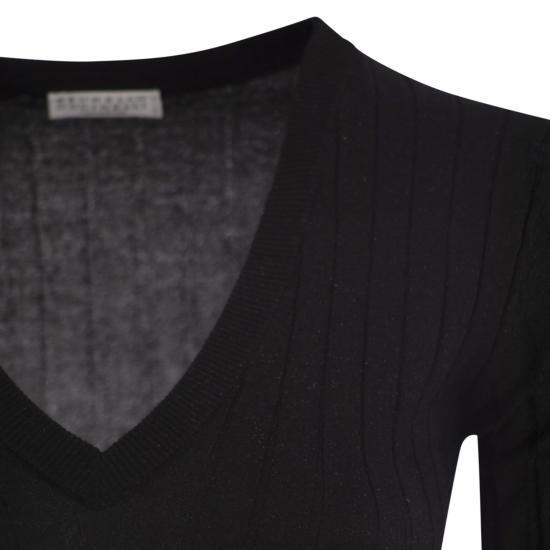 25FW 브루넬로 쿠치넬리 스파클링 캐시미어 실크 립 스웨터 M41862202P BLACK - BRUNELLO CUCINELLI