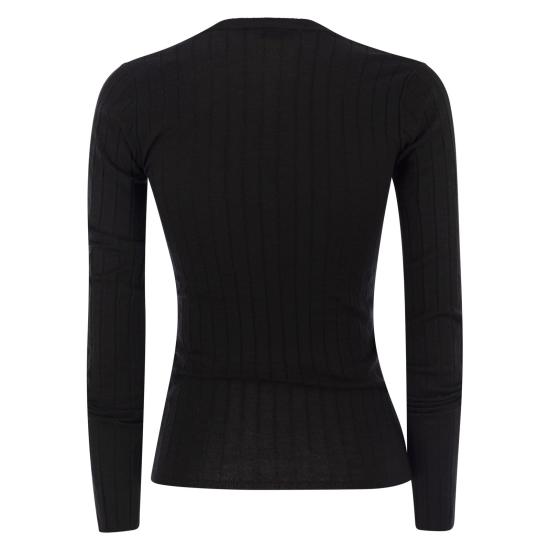 25FW 브루넬로 쿠치넬리 스파클링 캐시미어 실크 립 스웨터 M41862202P BLACK - BRUNELLO CUCINELLI