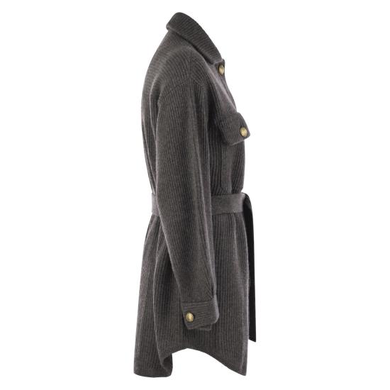 25FW 브루넬로 쿠치넬리 버진 울·캐시미어·실크 잉글리시 립 벨티드 카디건 M16725116 PLUM - BRUNELLO CUCINELLI