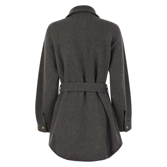 25FW 브루넬로 쿠치넬리 버진 울·캐시미어·실크 잉글리시 립 벨티드 카디건 M16725116 PLUM - BRUNELLO CUCINELLI