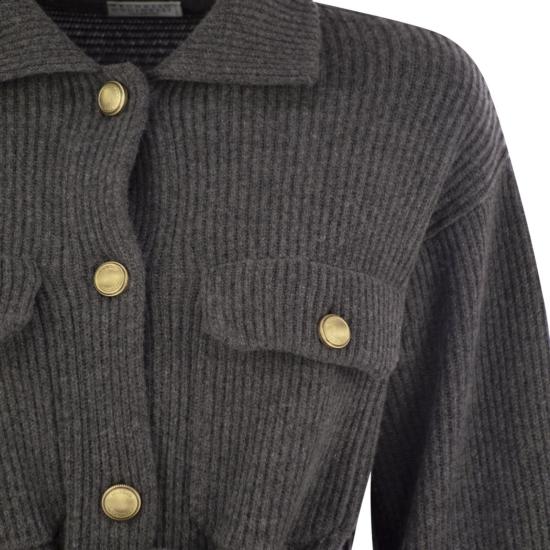 25FW 브루넬로 쿠치넬리 버진 울·캐시미어·실크 잉글리시 립 벨티드 카디건 M16725116 PLUM - BRUNELLO CUCINELLI