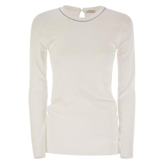 25FW 브루넬로 쿠치넬리 긴팔 티셔츠 M0TC8BJ300 WHITE