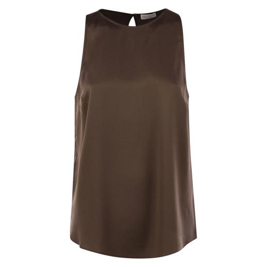 25FW 브루넬로 쿠치넬리 민소매 티셔츠 M0C59DX800 BROWN