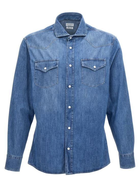25FW 브루넬로 쿠치넬리 데님 셔츠 MH1924008CCF66 BLUE - BRUNELLO CUCINELLI