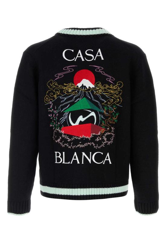 25FW 카사블랑카 가디건 MPF25KW100101 STACASMOUTEM BLACK - CASABLANCA