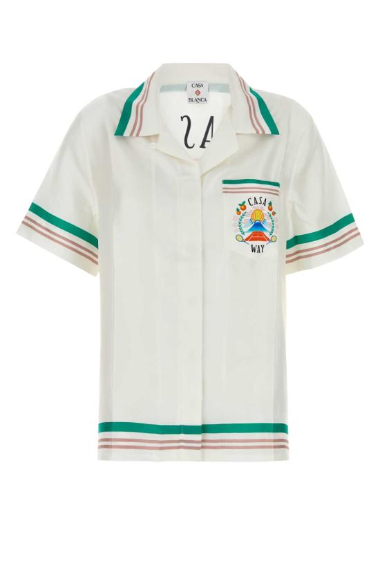 25FW 카사블랑카 폴로 티셔츠 WPF25SH20007 CASAWAY WHITE