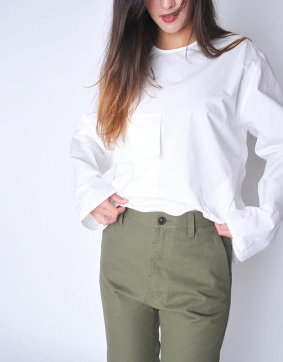  소피 드후레 크롭 팬츠 소피 도르 크롭 팬 팬츠 올리브 - SOFIE D'HOORE