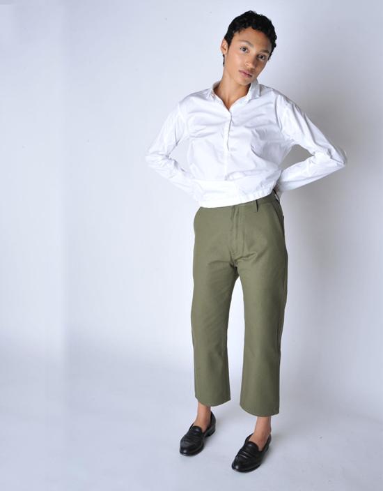  소피 드후레 크롭 팬츠 소피 도르 크롭 팬 팬츠 올리브 - SOFIE D'HOORE