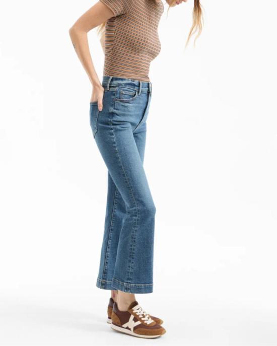  베로니카비어드 데님 팬츠 베로니카 비어드 카슨 하이라이즈 앵클 플레어 진 로드사이드 블루 - VERONICA BEARD