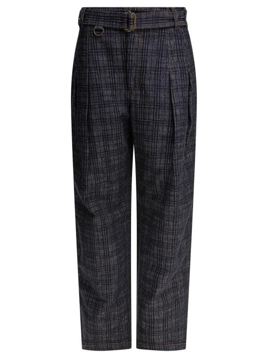 25FW 버버리 하이 라이즈 와이드 체크 데님 진 8110727 BLUE