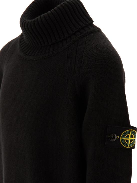 24FW [키즈] 스톤 아일랜드 터틀넥 니트 8116504A2 V0029 BLACK - STONE ISLAND