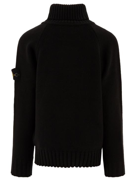 24FW [키즈] 스톤 아일랜드 터틀넥 니트 8116504A2 V0029 BLACK - STONE ISLAND