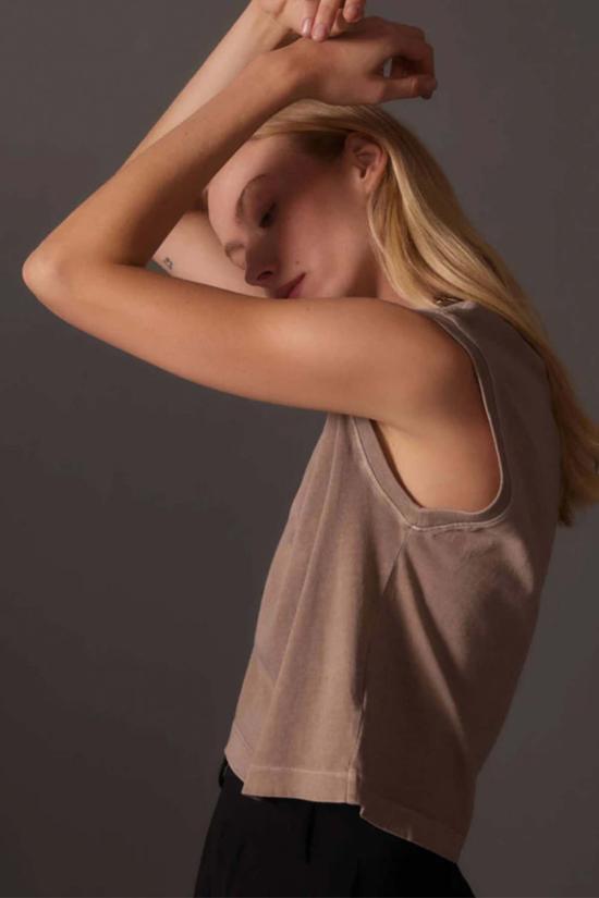  Richer Poorer 반팔 티셔츠 릴렉스드 머슬 티셔츠 웜 그레이