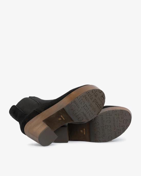  페드로 가르시아 부츠 달미 플랫폼 부티 블랙 벨루어/다크 우드 - PEDRO GARCIA