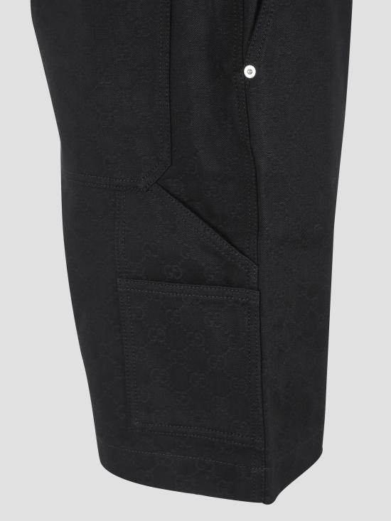 25FW 구찌 코튼 플랫 프론트 버뮤다 쇼츠 832377XDDCG 1000 BLACK - GUCCI