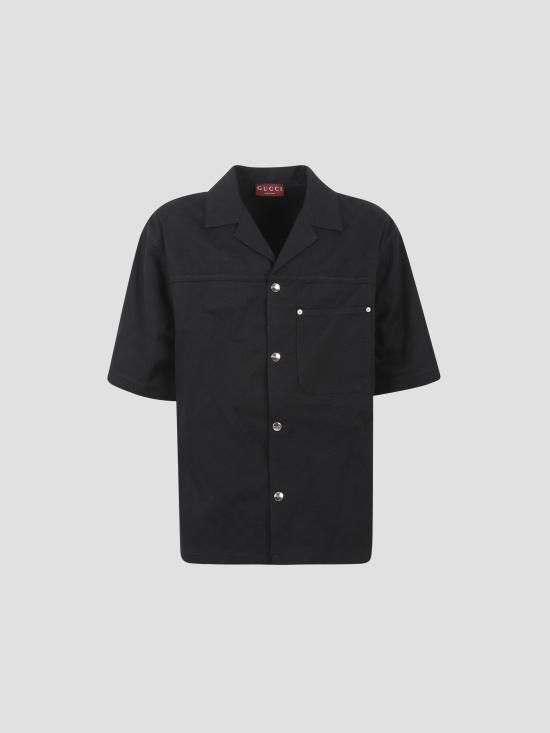 25FW 구찌 코튼 데님 자카드 셔츠  832581XDDCG 1000 BLACK