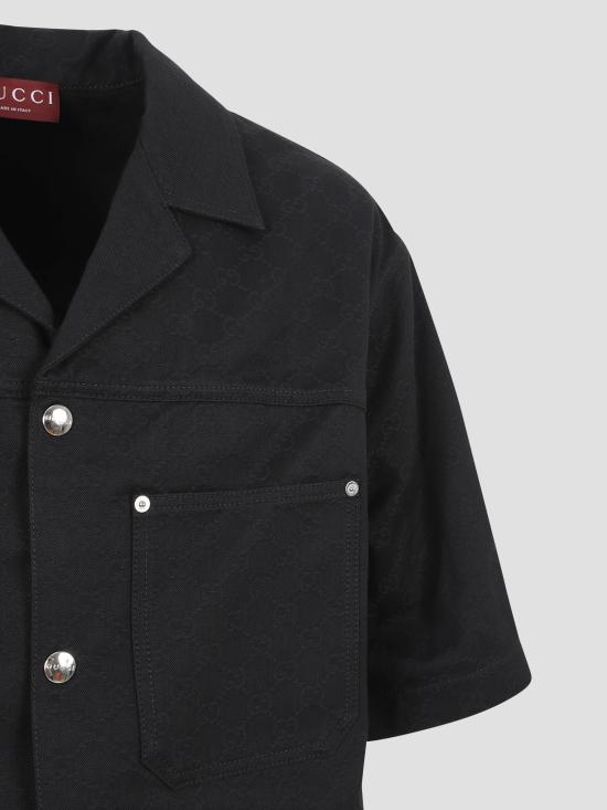 25FW 구찌 코튼 데님 자카드 셔츠  832581XDDCG 1000 BLACK - GUCCI