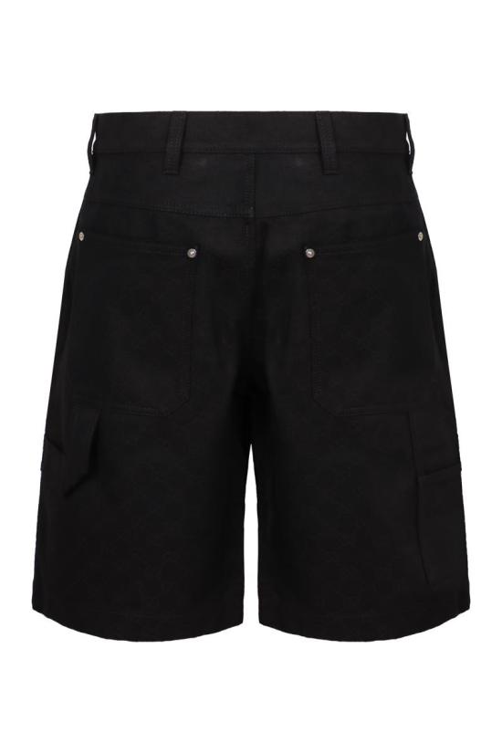 25FW 구찌 코튼 플랫 프론트 버뮤다 쇼츠 832377XDDCG 1000 Black - GUCCI