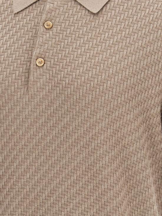 26FW 브리오니 코튼 실크 캐시미어 트라마 위브 폴로 셔츠 UMR20OPAK229700 Beige - BRIONI