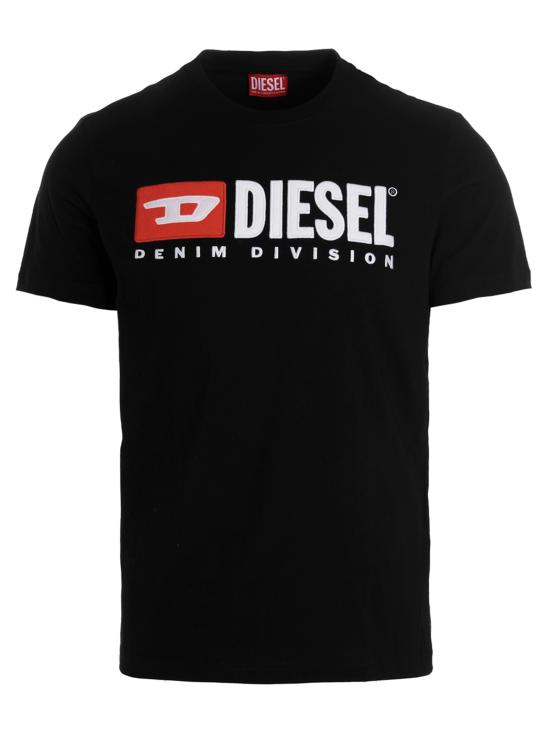 26FW 디젤 T-박스트-Div 로고 패치 티셔츠 A149430GRAI9XX Black