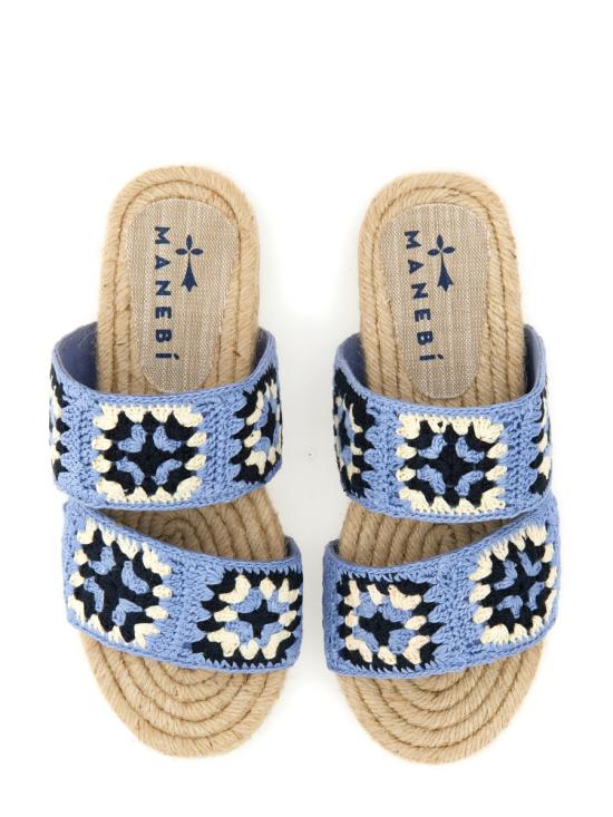  마네비 플랫 슈즈 P4 3Y0 COTTONCROCHETINDIGOANDNAVYBLUETWOBANDS - MANEBI