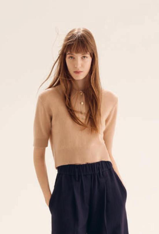  포르테포르테 반팔 티셔츠 포르테 포르테 마이 니트 캐시미어 폴로 셔츠 - FORTE FORTE