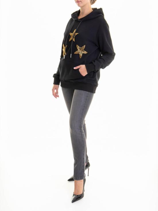 25FW 존 리치몬드 후드 티셔츠 RMA24124FEITBLACK Black - JOHN RICHMOND