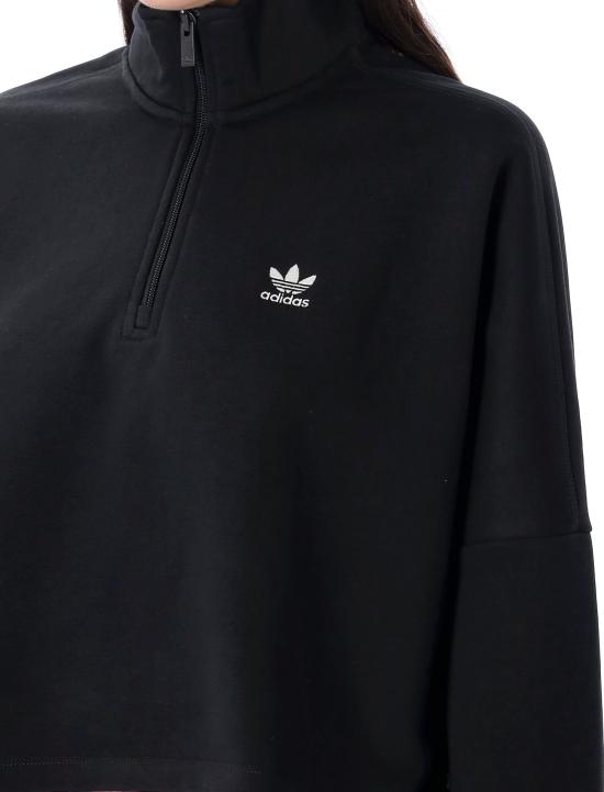 25FW 아디다스 에센셜 하프집 플리스 스웨트셔츠  IW0951 BLACK - ADIDAS